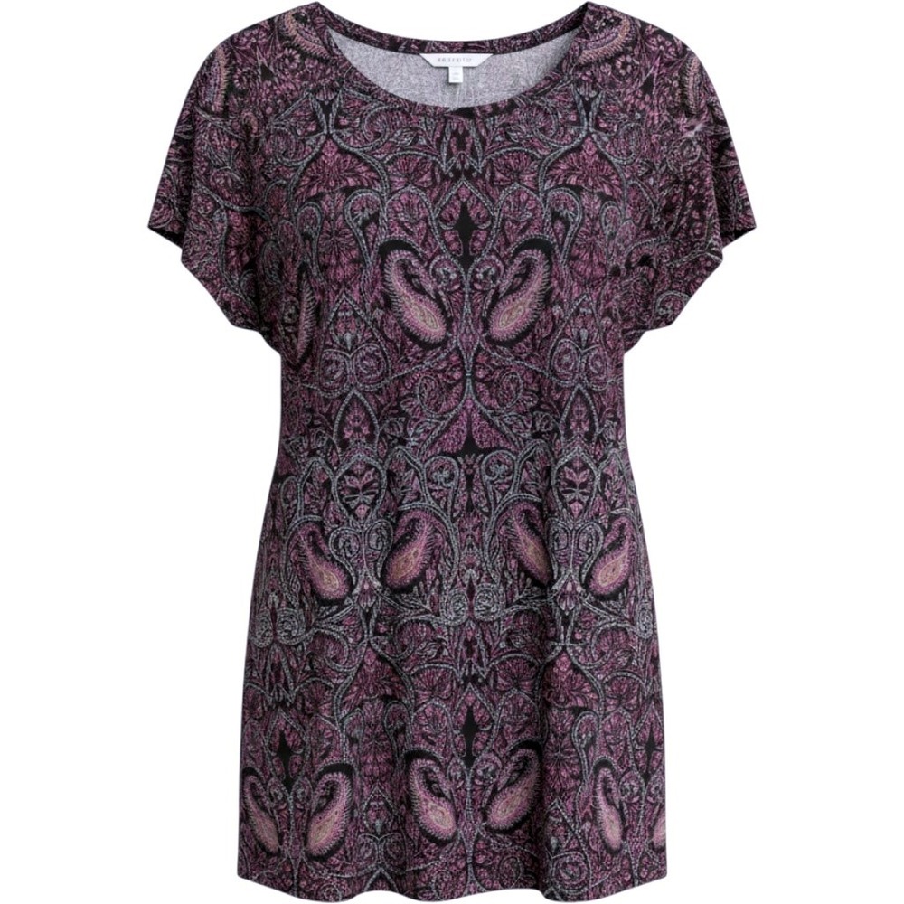 Lucky Brand Womens 3X Purple Paisley Short Sleeve Cotton Modal Knit Top 7Q83037